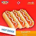Promoción Extra y K: 3 hot dogs por $27