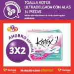 En Soriana 3x2 en toallas Kotex ultradelgada 14 piezas (válido sólo hoy 8 de febrero)