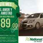 Todo febrero renta de Aveo por $389 al día en National Rent a Car (incluye seguro)