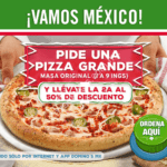 Hoy en Dominos 2ª pizza al 50% de descuento por el partido México-Canadá