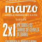 2x1 en tarros de cerveza de barril en El Péndulo Roma de lunes a viernes de 7:00 a 8:00 PM