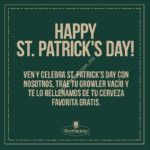 Relleno de garrafa gratis en BeerFactory hoy 17 de marzo por ser día de San Patricio