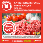 Soriana Recompensa del día 23 de marzo: carne molida 80-20 a $49.90 el kilo