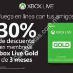 30% de descuento en tarjetas Xbox Live Gold de 3 meses