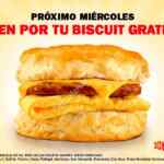 En Carls Jr biscuits de salchicha GRATIS mañana miércoles 6 de abril de 9:00 AM a 1:00 PM