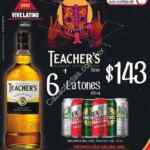 Promoción Oxxo Vive Latino: whisky Teachers y 6 latones de cerveza Indio, Tecate o Sol por $143
