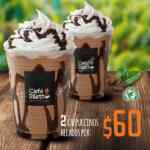 En Café Diletto 2 cappuccinos calientes por $40 los martes y 2 cappuccinos helados por $60 los miércoles