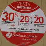 Venta Nocturna Fábricas de Francia abril 22 y 23 de 2016: hasta 30% de descuento ó 20% en monedero