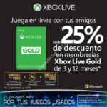 25% de descuento en membresías Xbox Live Gold de 3 y 12 meses hasta el 29 de mayo