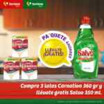 En Soriana lavatrastes Salvo Gratis en la compra de 3 leches Carnation Clavel