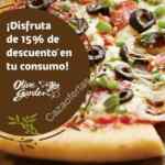 Cupón de 15% de descuento en Olive Garden cortesía de Círculo Azul