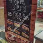 Hora Gourmet Subway: Subs de 30 cms a $69 después de las 6:00 PM