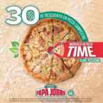 Miércoles de Pizza Time Papa Johns: 30% de descuento en pizza campestre hoy de 1:00 a 4:00 PM