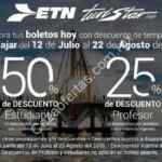 Promoción vacaciones de verano ETN Turistar: 50% de descuento a estudiantes y 25% a maestros