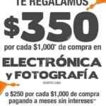 Ofertas Temporada Naranja (Julio Regalado 2016): $350 de descuento por cada $1,000 de compra en electrónica