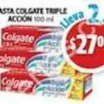 2 pastas Colgate triple acción por $27 pesos en Farmacias Guadalajara