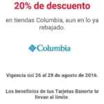 20% de descuento en tiendas Columbia, adicional a lo ya rebajado, al pagar con Tarjetas Banorte
