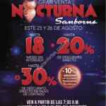 Venta Nocturna Sanborns 25 y 26 de agosto: 30% de descuento en pago directo o 18 meses sin intereses + 20%