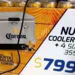 Hielera Corona metálica a $799 + 4 six de cerveza Corona