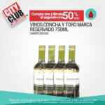 2x1 1/2 en vinos Concha y Toro en tiendas City Club
