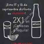 En restaurantes Vapiano 2x1 en cervezas y tequilas el 15 y 16 de septiembre