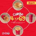 Combo 4x$69 Wendy's: Hamburguesa, papas, refresco y nuggets por $69