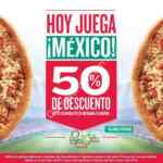 En Papa Johns segunda pizza a mitad de precio por que juega México