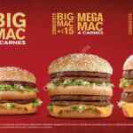 Promoción Big Mac McDonalds a $35, Mega Mac a $50 y Grand Big Mac a $65