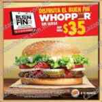 Ofertas Burger King Buen Fin 2016: whopper sin queso a $35