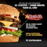 En Carls Jr. Antara hamburguesas GRATIS por 1 año por inauguración