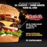 En Carls Jr. Centro Santa Fe hamburguesas GRATIS por 1 año por inauguración el 16 de noviembre