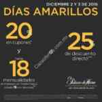 Días Amarillos El Palacio de Hierro Diciembre 2 y 3: 25% de descuento directo ó 20% en cupones y hasta 18 msi