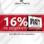 Promoción Jean Pierre El Buen Fin 2016: 16% de descuento en tiendas