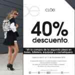 En Cloe 40% de descuento en segunda pieza en bolsos, billetera, equipaje y cosmetiquera
