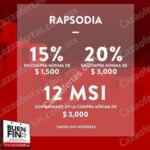 Promoción Rapsodia el Buen Fin 2016: 20% de descuento en la compra de $3,000 y 12 MSI