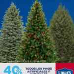 En Lowes 40% de descuento en árboles de Navidad naturales y artificiales