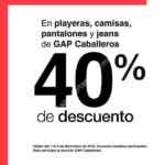 40% de descuento en playeras, camisas, pantalones y jeans para caballero en tiendas GAP