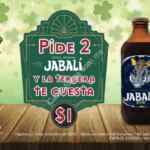 Tercera cerveza Jabalí a sólo $1 peso en Celtics Pub Condesa
