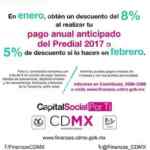 Promoción CDMX predial 2017: 8% de descuento por pago anual en enero y 5% de descuento en febrero