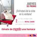 Hamaca para gato de regalo en la compra de 2 bultos de alimento Royal Canin en +Kota