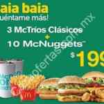 Cupón McDonalds febrero 2017 con 3 McTríos + 10 McNuggets por $199