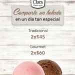 Promoción San Valentín helados Santa Clara: 2 helados tradicionales por $45 ó 2 helados gourmet por $60