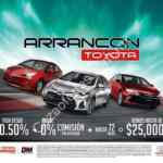 Arrancón Toyota 2017 con tasas de 10.5% + 0% de comisión + bonos de $25,000