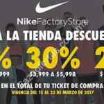 En Nike Factory Store hasta 40% de descuento dependiendo el monto de compra