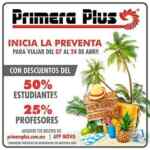 Descuentos Semana Santa autobuses Primera Plus: 50% de descuento estudiantes y 25% profesores