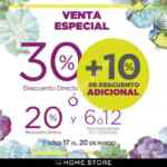 Venta especial The Home Store 17 al 20 de marzo: Hasta 30% de descuento + 10% adicional