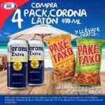 En Go Mart compra 4 pack de Corona latón y te llevas gratis 1 Paketaxo