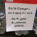 Audífonos Sprite GRATIS en la compra de 2 aguas Ciel 10 litros en Chedraui