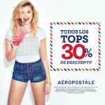 En Aeropostale 30% de descuento en todos los tops