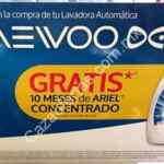 Promoción Día de las Madres Daewoo: 10 meses de detergente Ariel GRATIS